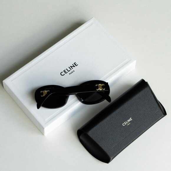 Celine TRIOMPHE Women Sunglasses Black Smoke Oval CL40194U 01A BRAND NEW - Picture 13 of 14